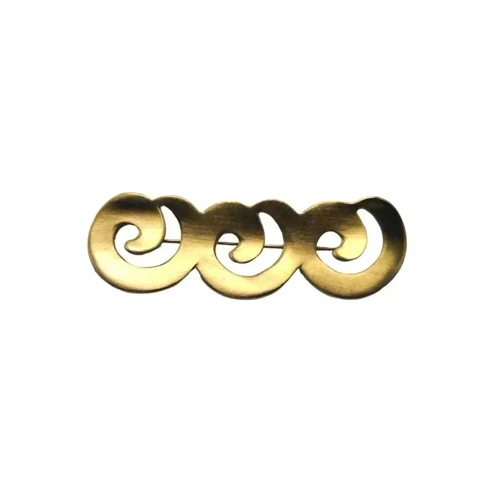 Spiral Brooch Pin Matte Gold Tone Vintage High Quality